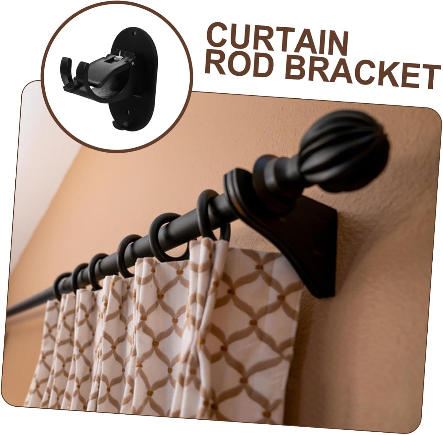 Cabilock 6pcs No Drill Curtain Rod Holders Self-Adhesive Brackets for Easy Installation Construction Versatile Compatibility for Any Room Decor