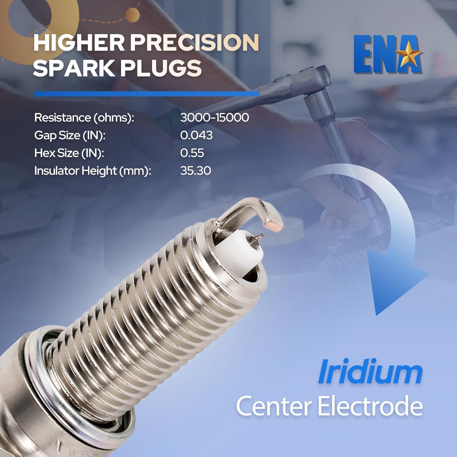 ENA Iridium Spark Plug for XP5683 LKAR7BIX-11S Compatible with Toyota Corolla 2015-2019 Corolla iM 2017-2018 Prius Plug-In 2015 Prius V 2015-2017 Lexus CT200h 2015-2017 Scion iM 2016 1.8L Set of 4