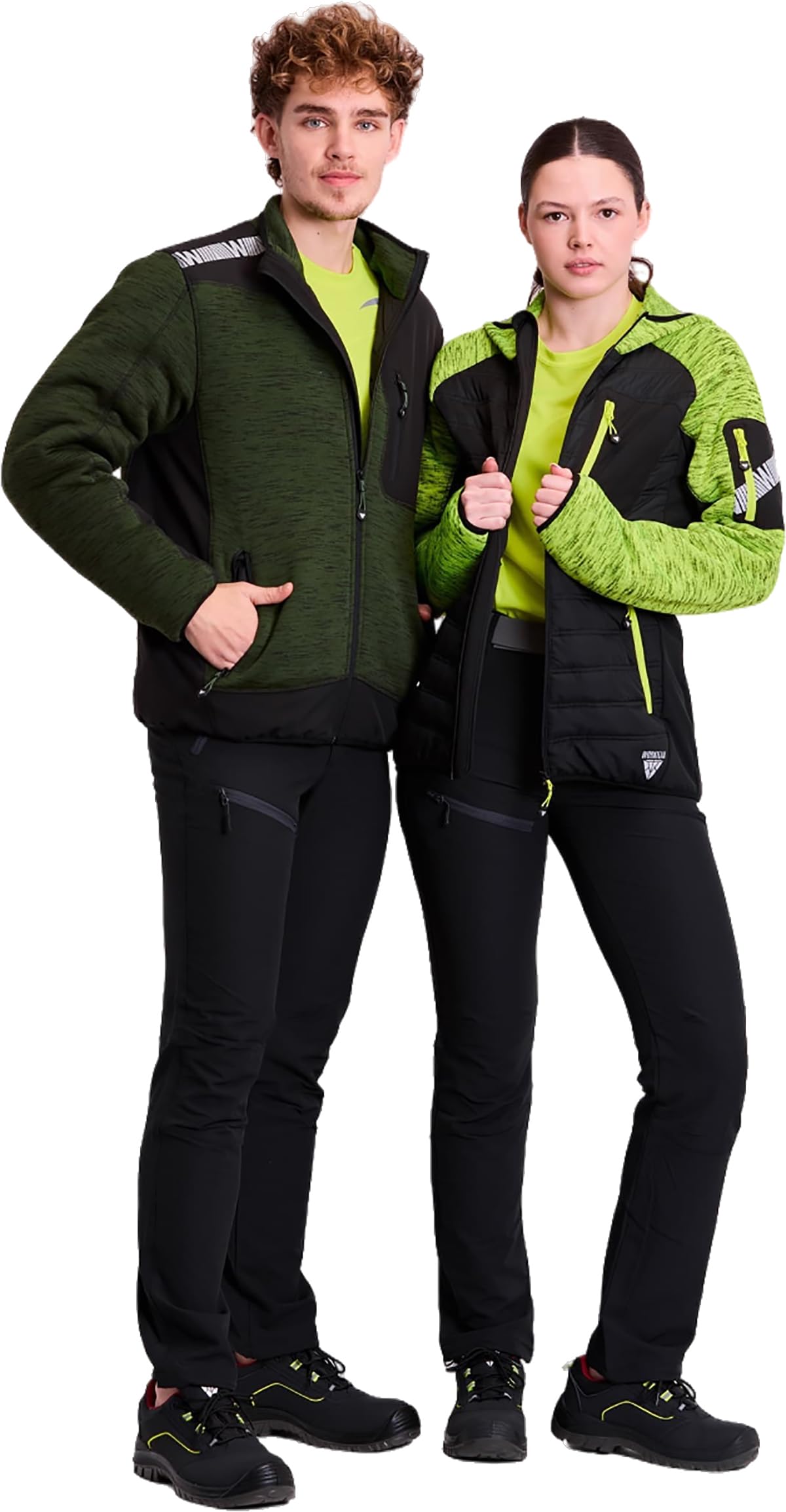 WORKTEAM Chaqueta de Punto Acolchada con Capucha, Combinada con Tejido Softshell, Cierre de Cremallera, Bolsillos con Cremallera, Cuello Alto y Bies Elástico, Unisex