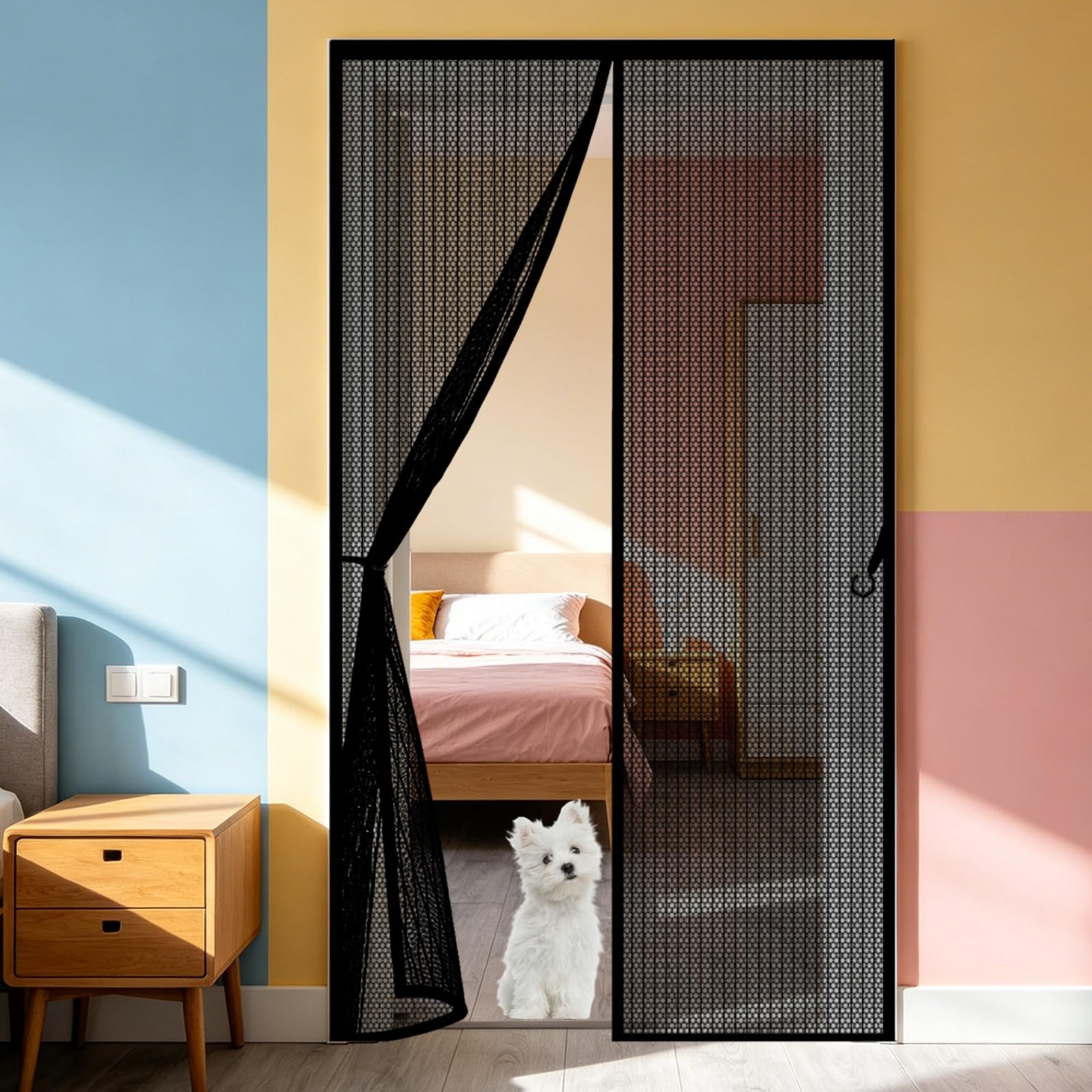 Moustiquaire magnétique noire contre les moustiques pour les grandes portes de maison