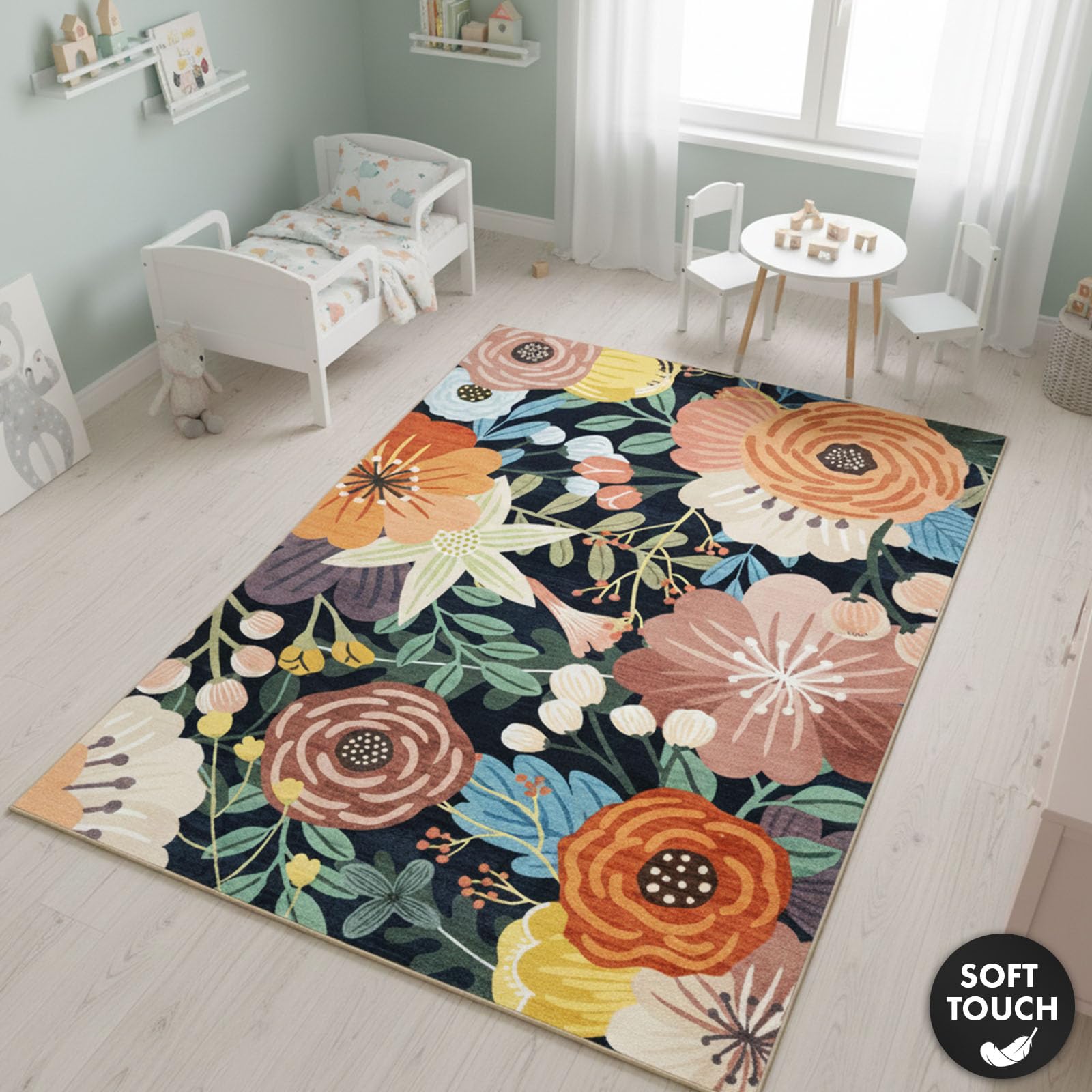 KARAT Tapis à poils courts 160 x 230 cm – Tapis antidérapant lavable, pour salon, chambre d'enfant et couloir, Tropica