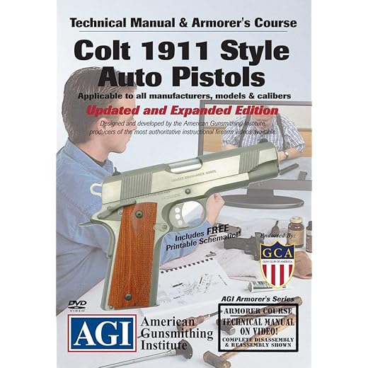 American Gunsmithing Institute Colt 1911 .45 Auto Pistol Armorer’s Course Video on DVD - Technical Instructions for Gun Disassembly, Cleaning, Reassembly and More