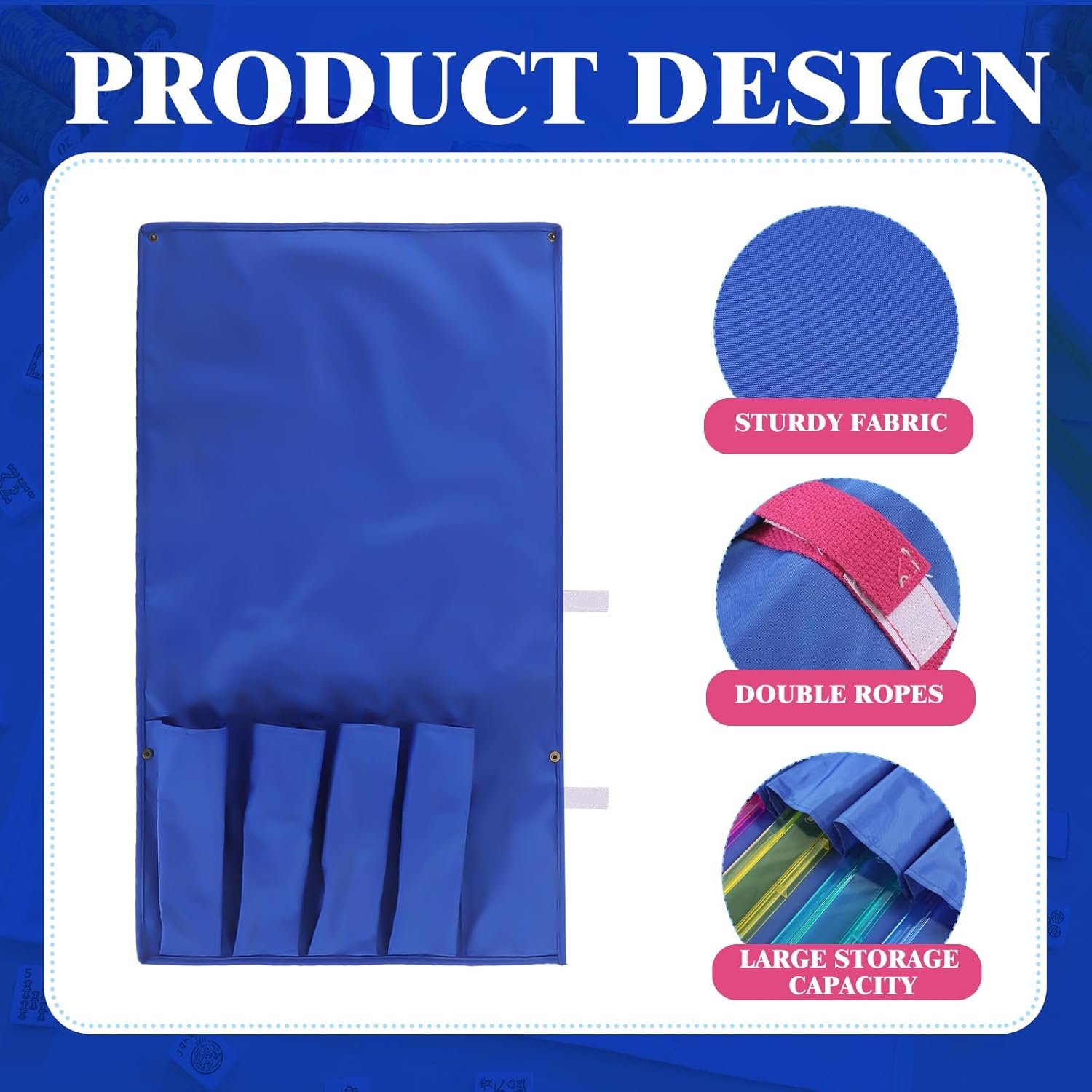 1 Pcs Mahjong Bags Protective Sleeve for Mahjong Racks and Pushers Tile Bag Accessory 20 Inch, Empty Mah Jong Bag Only(Dark Blue,Classic)