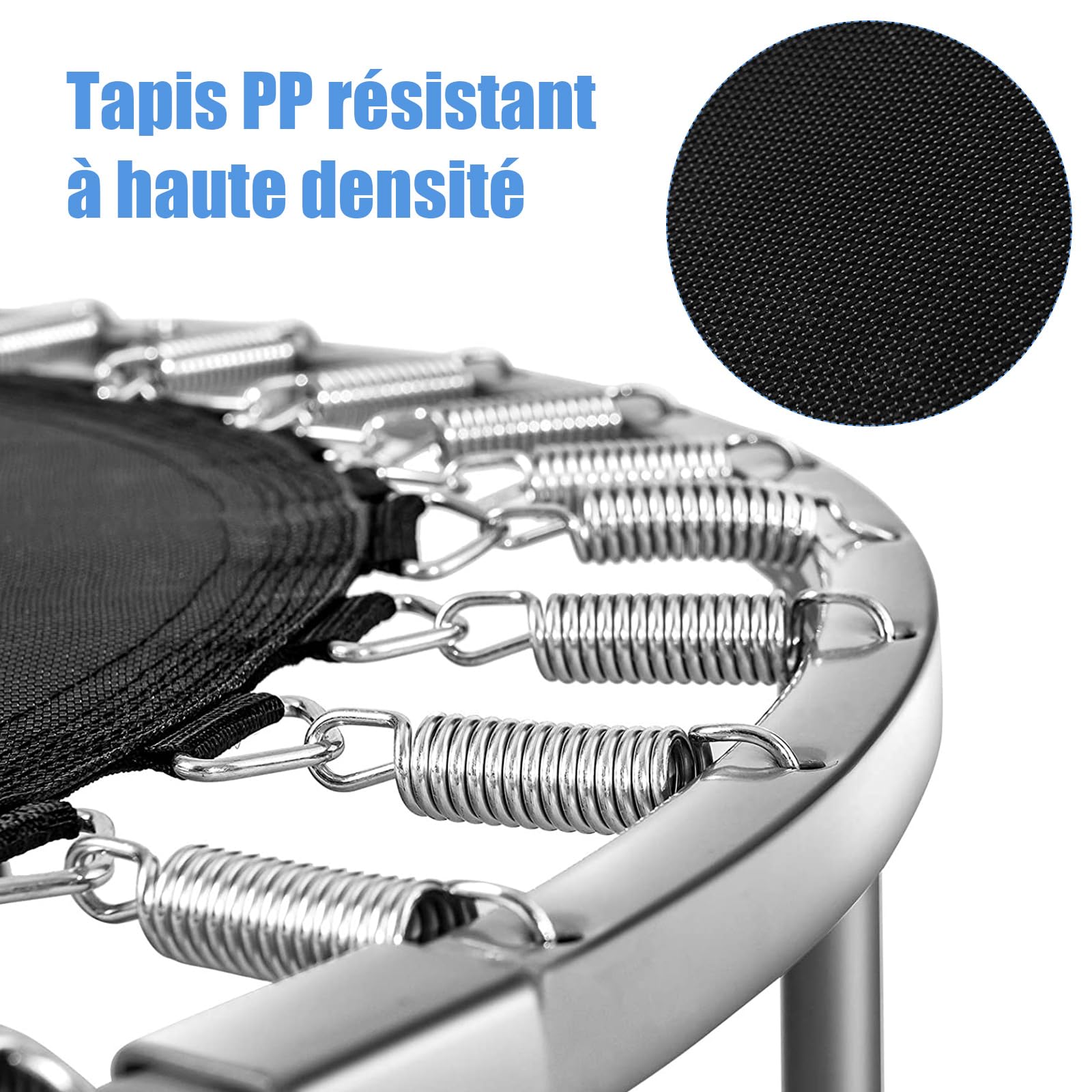 Trampoline Fitness Pliable Ø 97cm, Charge 150 kg, Tapis en PP, 32 Ressorts en Acier, 6 Patins Antidérapants, Trampoline Enfants Adultes Interieur, 360° Protection, Couverture Rembourrée