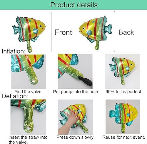 Miniatura 9 de Decoraciones de fiesta temática oceánica, kit de guirnalda de arco de globos azules, globos de burbujas, animales marinos, globos de peces para Nemo