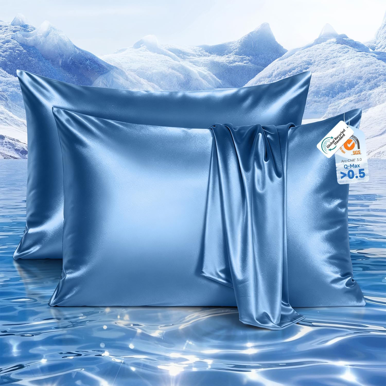 Elegear Cooling Pillow Cases for Hot Sleeper, Satin Pillowcases,2pack,Queen