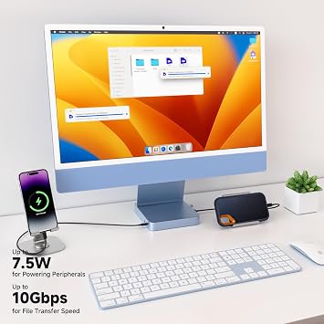 Minisopuru DS802PRO iMac Docking Station - iMac Hub with 4K@60Hz HDMI, USB C Charging, 2.5GbE, 4TB M.2 SSD Enclosure, 4 USB, SD/TF, Audio, i Mac Dock for iMac 24 inch M1/M3/M4 | Blue
