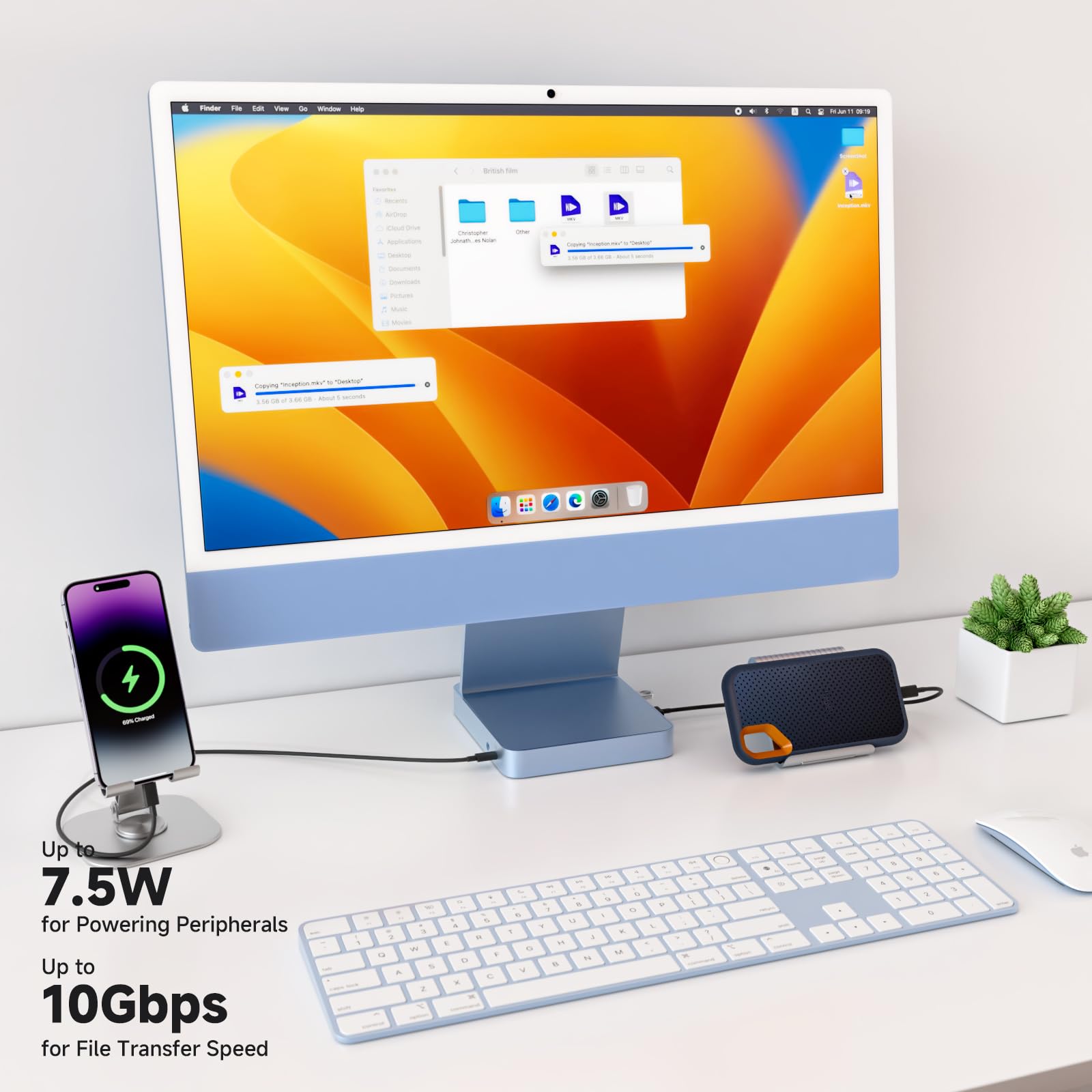 Minisopuru Estação de ancoragem DS802PRO iMac – Hub iMac com HDMI
