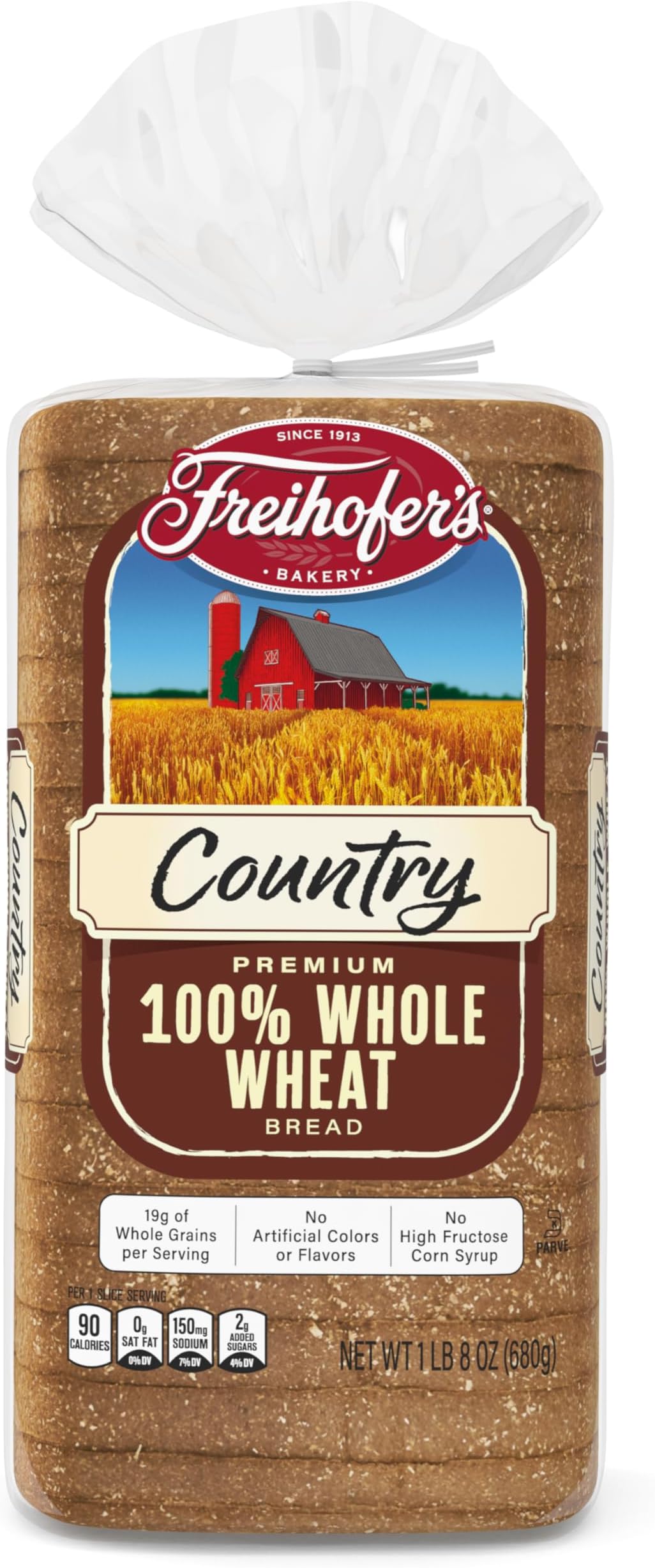 Freihofer's Country Whole Wheat Bread, Wheat Bread, 24 oz Bag