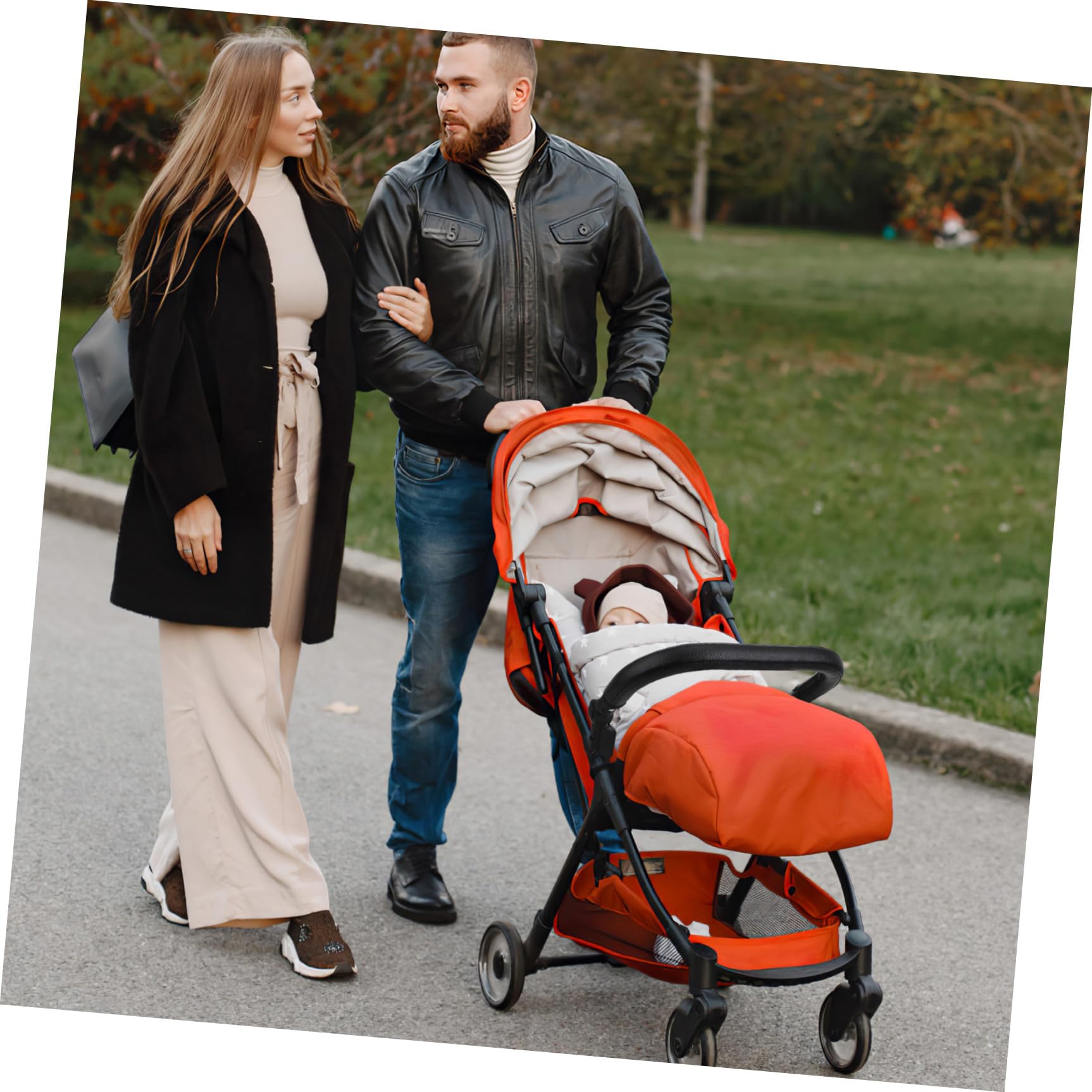 Barra Paraurti Passeggino in Pelle Pu e Ferro Nera 3cm | Struttura a Tre Strati Schiuma, Staccabile e Regolabile Zip, per Tubo 1, 18in