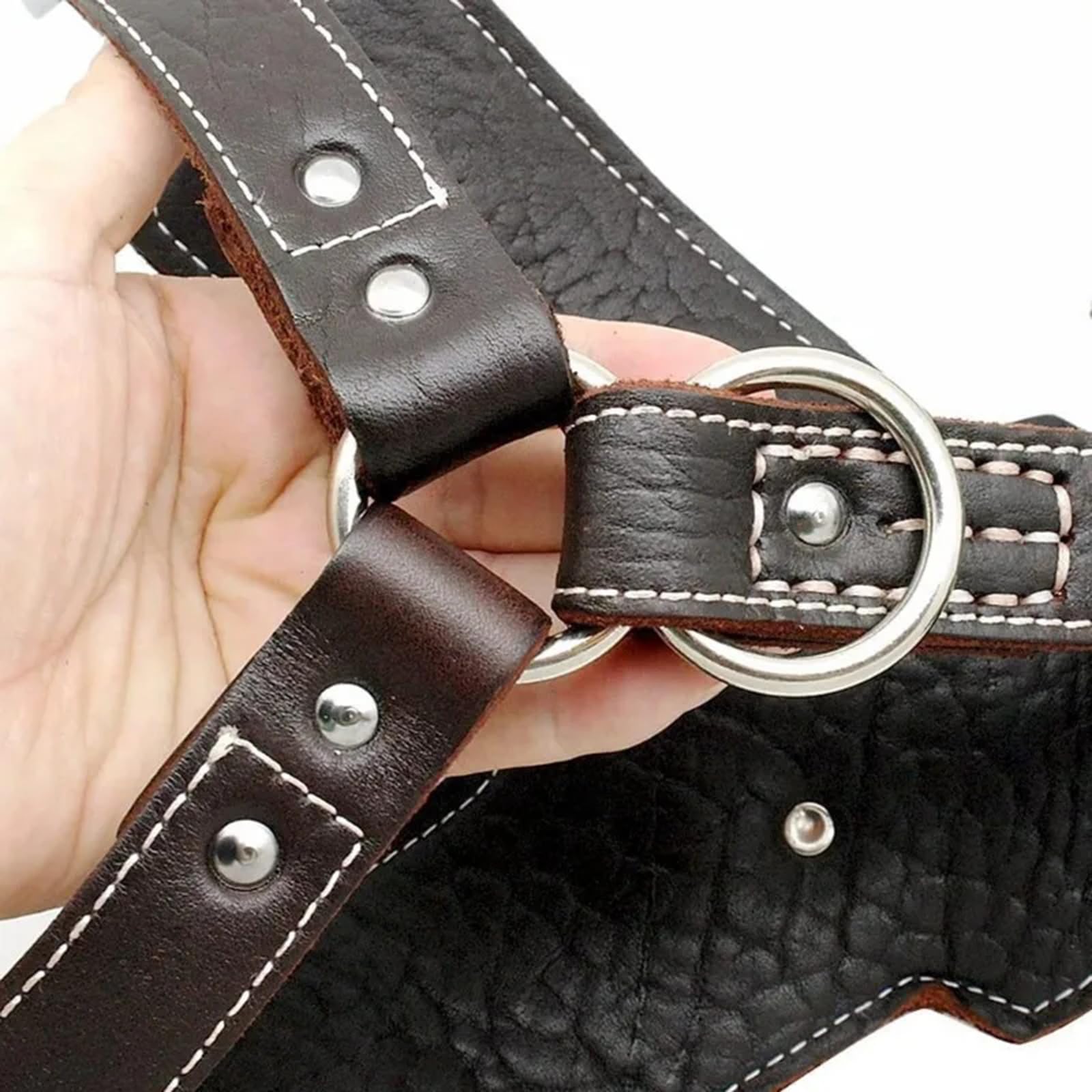 Durable Arnés del Perro Perros Grandes Arneses De Cuero Genuino Chaleco De Adiestramiento con Asa De Control Rápido para Labrador Pitbull(Size:L)