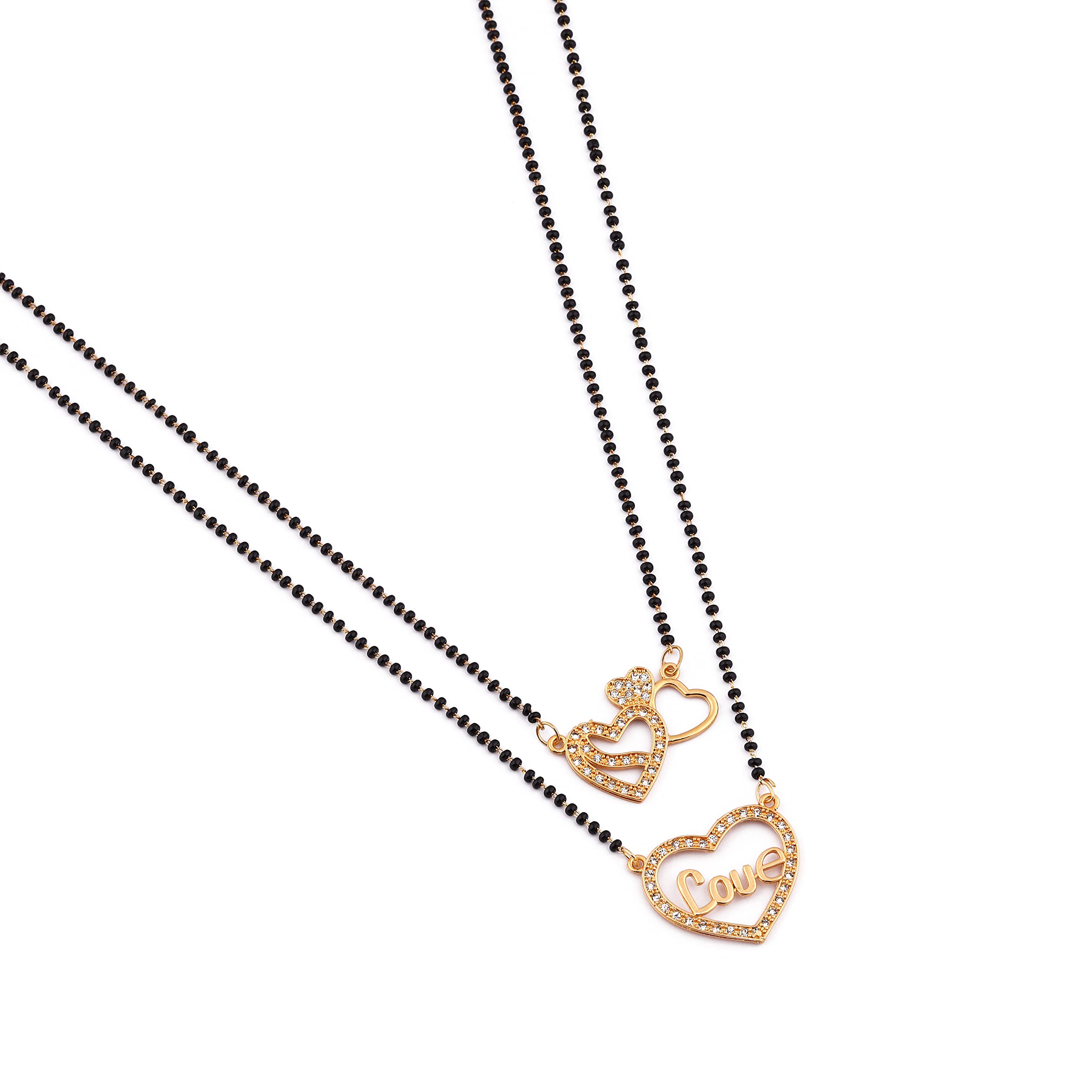 Brado Jewellery Gold plated American Diamond Love Heart Mangalsutra for Women (B09X79764M) Amazon Price History, Amazon Price Tracker