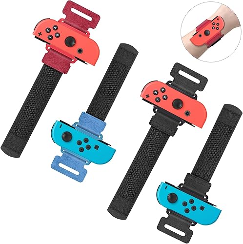 Auarte 4 Pack Wrist Bands for Just Dance 2026 2025 2024 2023 2022 2021 Games, Designed for Switch/Switch Oled Joypad, Adjustable Elastic Straps for