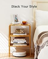 Vista 4 de Pipishell Bamboo Stackable End Tables, Wood Living Room Nightstand, Bedside Tables for Bedroom Storage, 2PCS