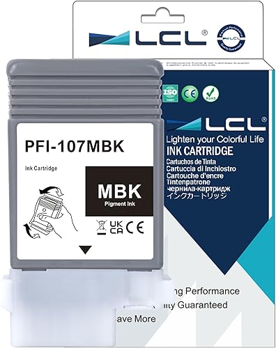 Miniatura 10 de LCL Cartucho de tinta compatible con pigmento de repuesto para Canon PFI107 PFI-107 PFI107BK PFI-107BK 6704B001 Image Prograf iPF670 IPF 670 MFP L