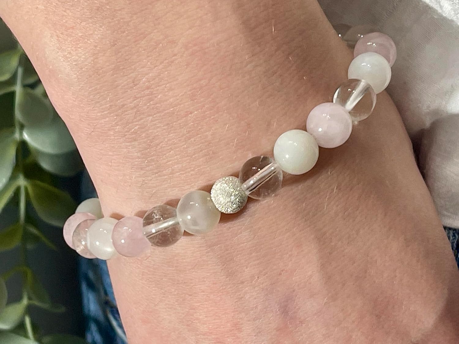 Kraftarmband Edelsteine 6 mm - Spiritueller Begleiter aus 3 verschiedenen Kraftsteinen, facettierte Sterling Silber Perle in Silber Gold oder Roségold - Support Armband - Handmade anpassbar