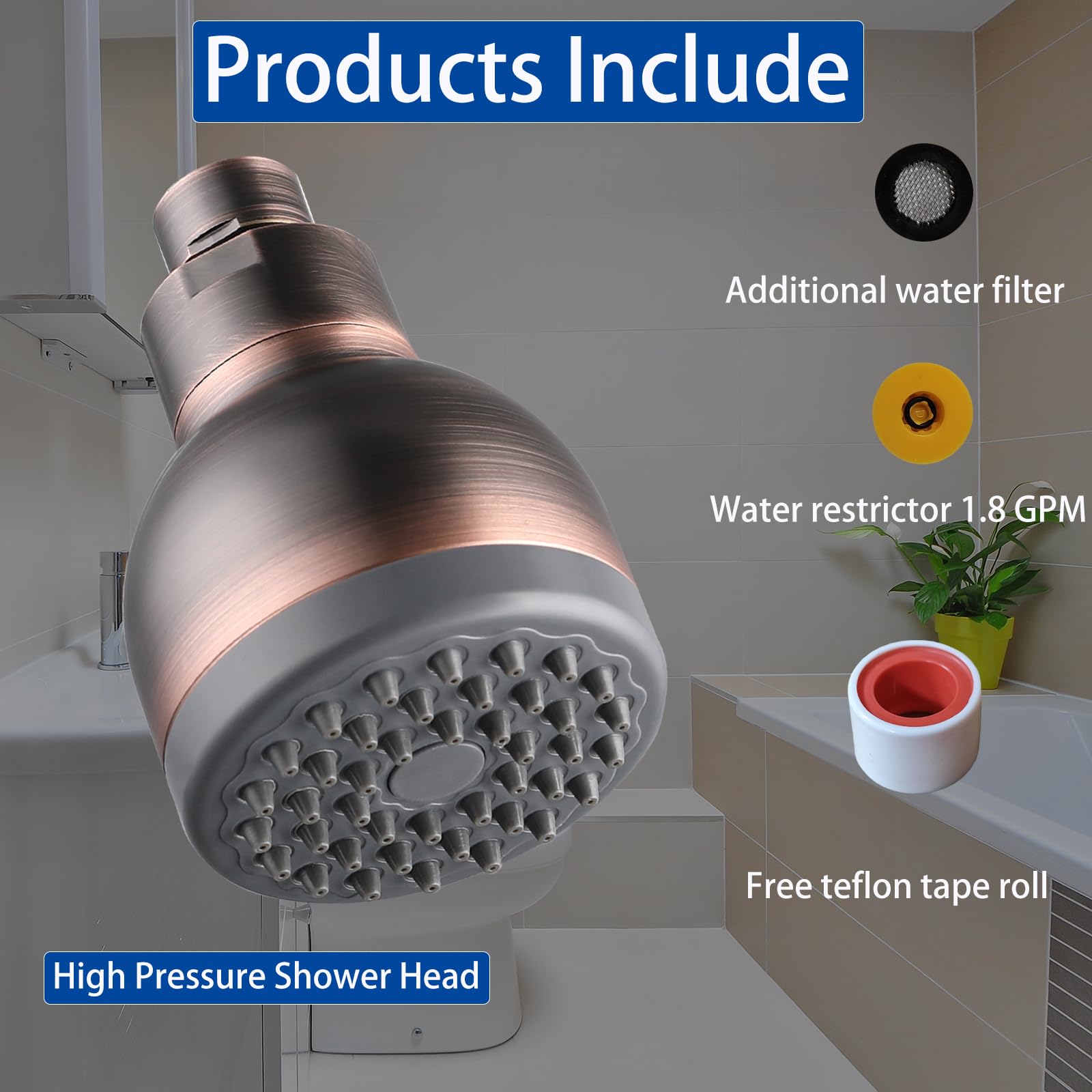 Katezon 3 Inch High Pressure Shower Head, Powerful Deluxe Bathroom Showerhead - Image 4