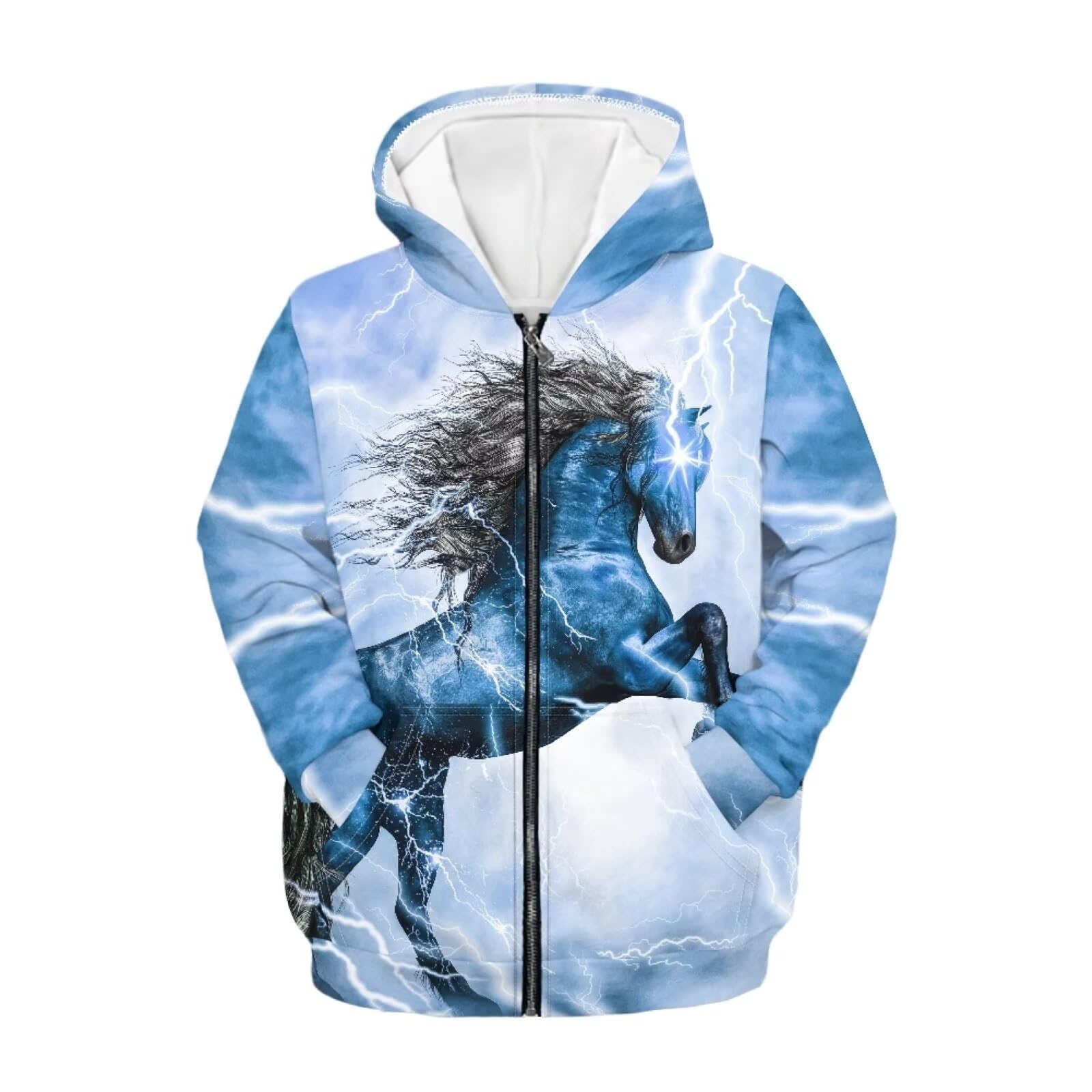 Unisex Zipper Sweatshirt Boys Girls Hooded with 2 Pocket Pullover Hoodies for 6-16Y Kids