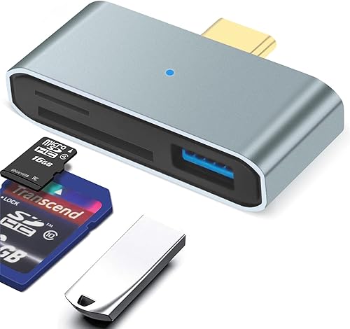 Lector de tarjetas SD USB C, lector de tarjetas de memoria Micro SD BorlterClamp, adaptador USB C a USB 3.0 y lector de tarjetas SD, compatible con