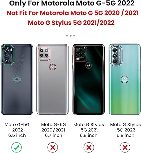 Miniatura 2 de Funda para Motorola Moto G 5G 2022 con cubierta deslizante para cámara y 2 protectores de pantalla HD, soporte de anillo de rotación de 360 grado