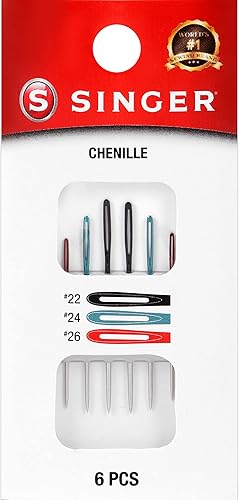Miniatura 2 de SINGER Mano, juego de 6 agujas de chenilla para coser, tamaños 22, 24 y 26