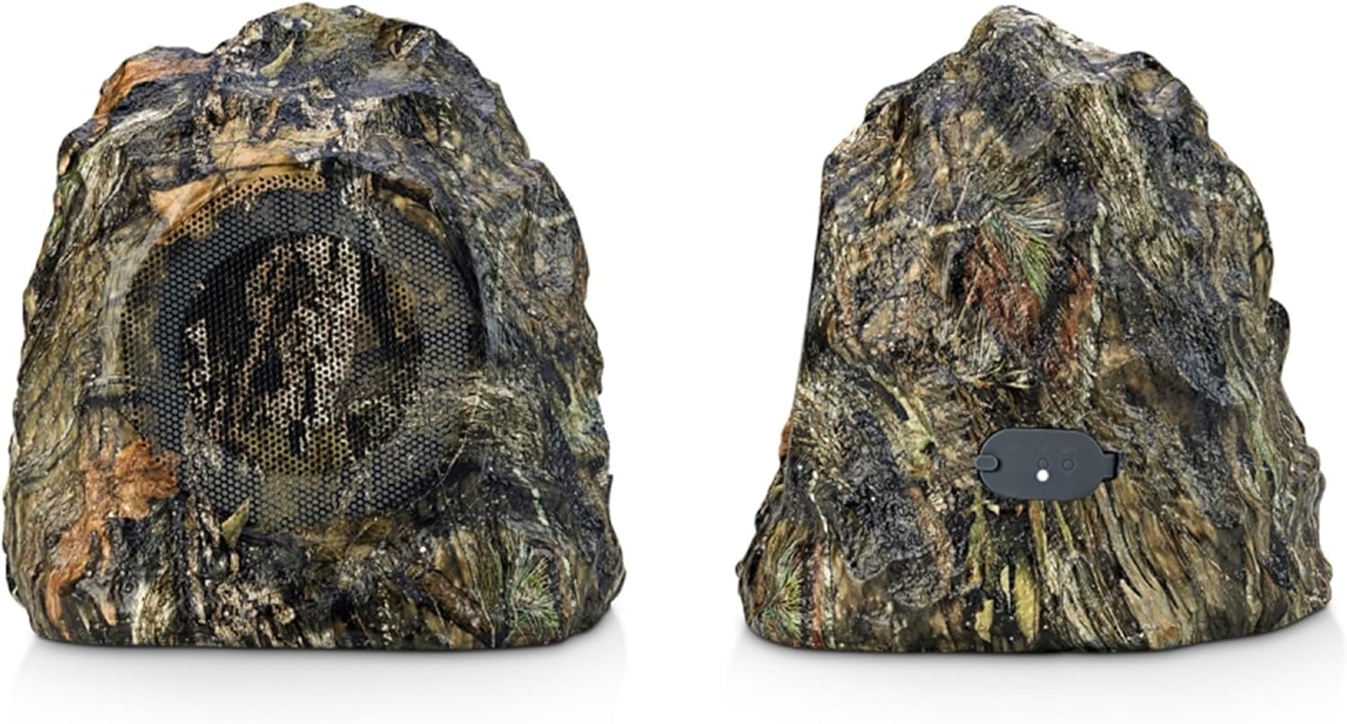 iHome Mossy Oak Camo IHRK-400MOBC-PR Wireless Waterproof Rock Speaker Set for Outdoors Camping Nature Hunting and Fishing Lovers. Built to add Sound to Your Bottomland Supplies, Accessories and Gear