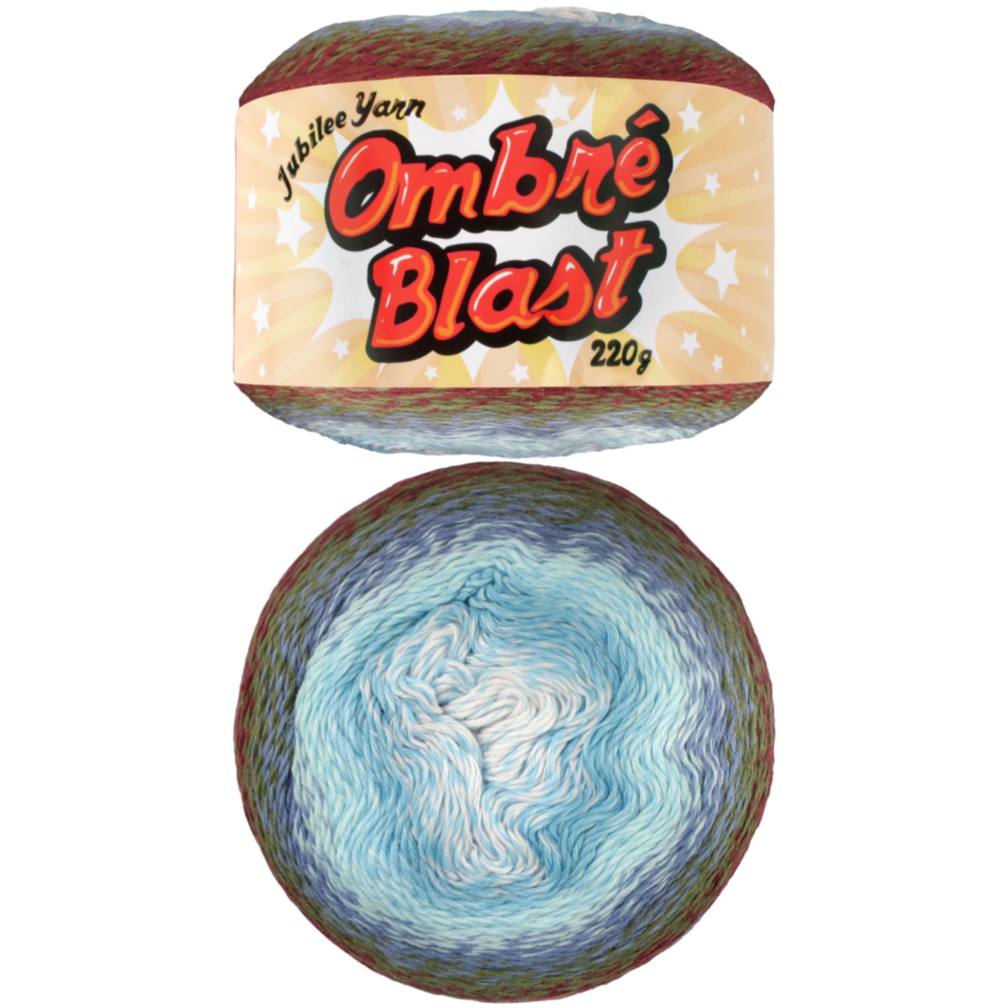 Hilos de tejer Ombré Blast Frozen Dawn de suave textura en pastel de 220g para ropa de bebé