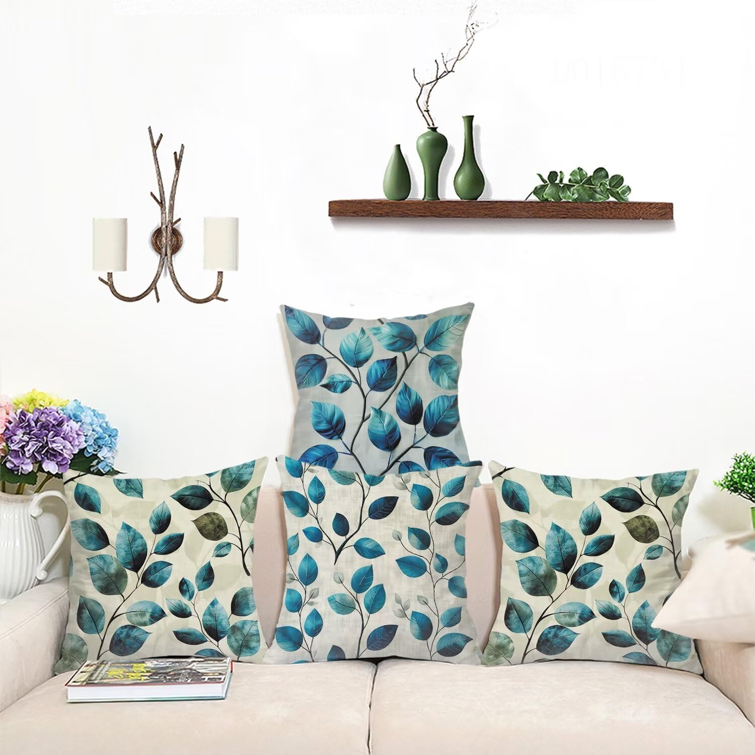 Jayusaror Federe Cuscini Divano Esterni Decorativi Impermeabili 40x40cm Federa Cuscino Estate Foglie Tropicali Colorate Federa per Cuscini per Panca da Patio Tenda Soggiorno e Divano Set di 2