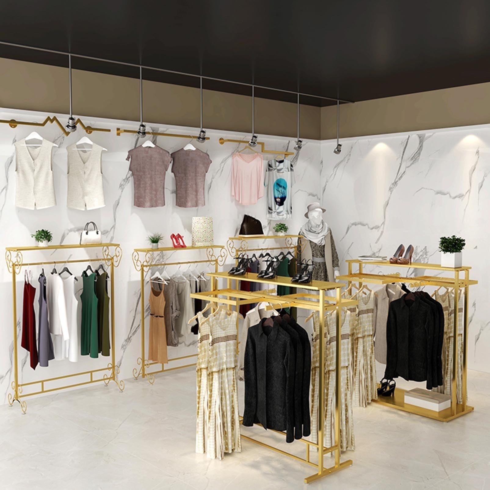 Perchero de Tubo Resistente, Expositor de Ropa para boutiques, Tiendas minoristas y Almacenamiento en el hogar, Perchero Moderno para Tiendas de Ropa, Perchero de Metal independien