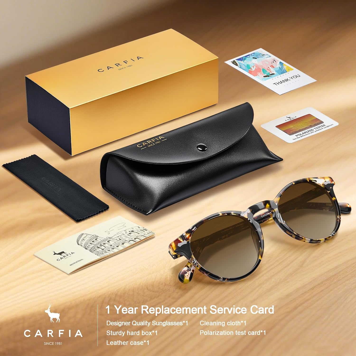 CARFIA Polarized Sunglasses for Women: Acetate Frame, Small/Medium Size, UV400 Protection - Anti Glare CA5288 - Image 7