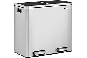 SONGMICS Dual Trash Can, 2 x 6.3-Gallon (2 x 24L) Dual Garbage...