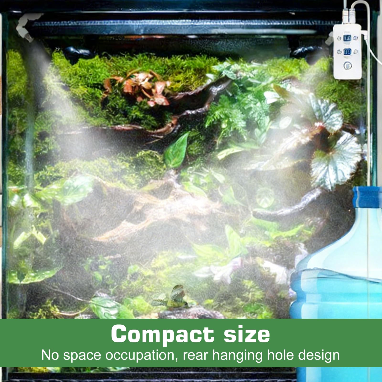 Sistema de riego Terrario Smart, sistema inteligente para reptiles con boquillas de pulverización de 360 ° con temporizador, humidificador de reptiles, atomizador automático para camaleones, anfibios