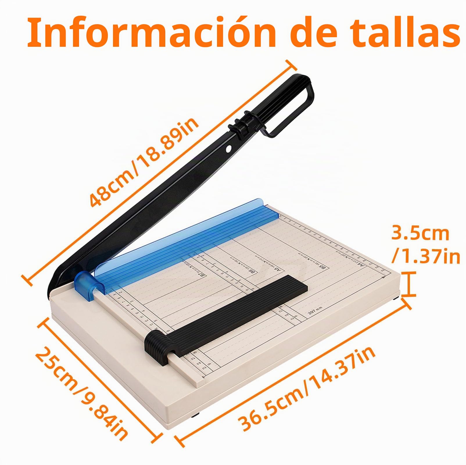 Cortador de Papel Guillotina A4 con Base Antideslizante, Protector Seguridad y Guía Ajustable, Cizalla Paper Manual Palanca Corte Preciso para Hojas De Metal, Cuero, Fotos, cartón & Cardstock
