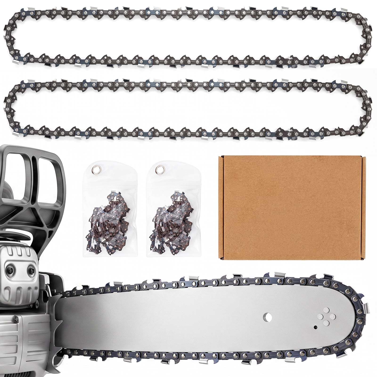2 X Chainsaw Chain for 14 Inch, 50 DL, 3/8" LP, .050” Gauge, Full Chisel