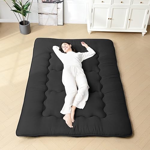 Miniatura 4 de PexFix Colchón de futón japonés para piso, colchones de camping para tiendas de campaña, colchón de colchón individual, colchón de futón, colchón de