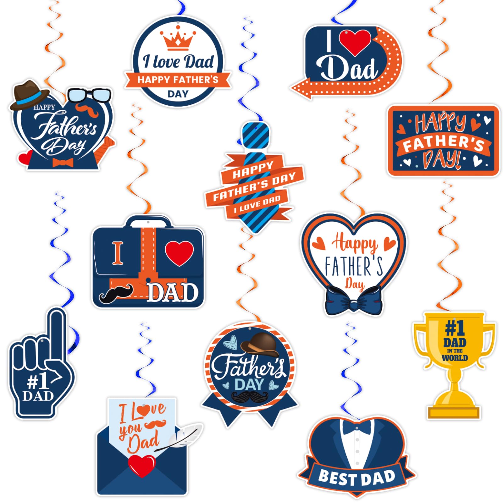 Happy Father’s Day Hanging Swirls Party Decorations - Father’s Day Party Cut-out Essential Decors - Happy Father’s Day Party Decoration Swirls - Set