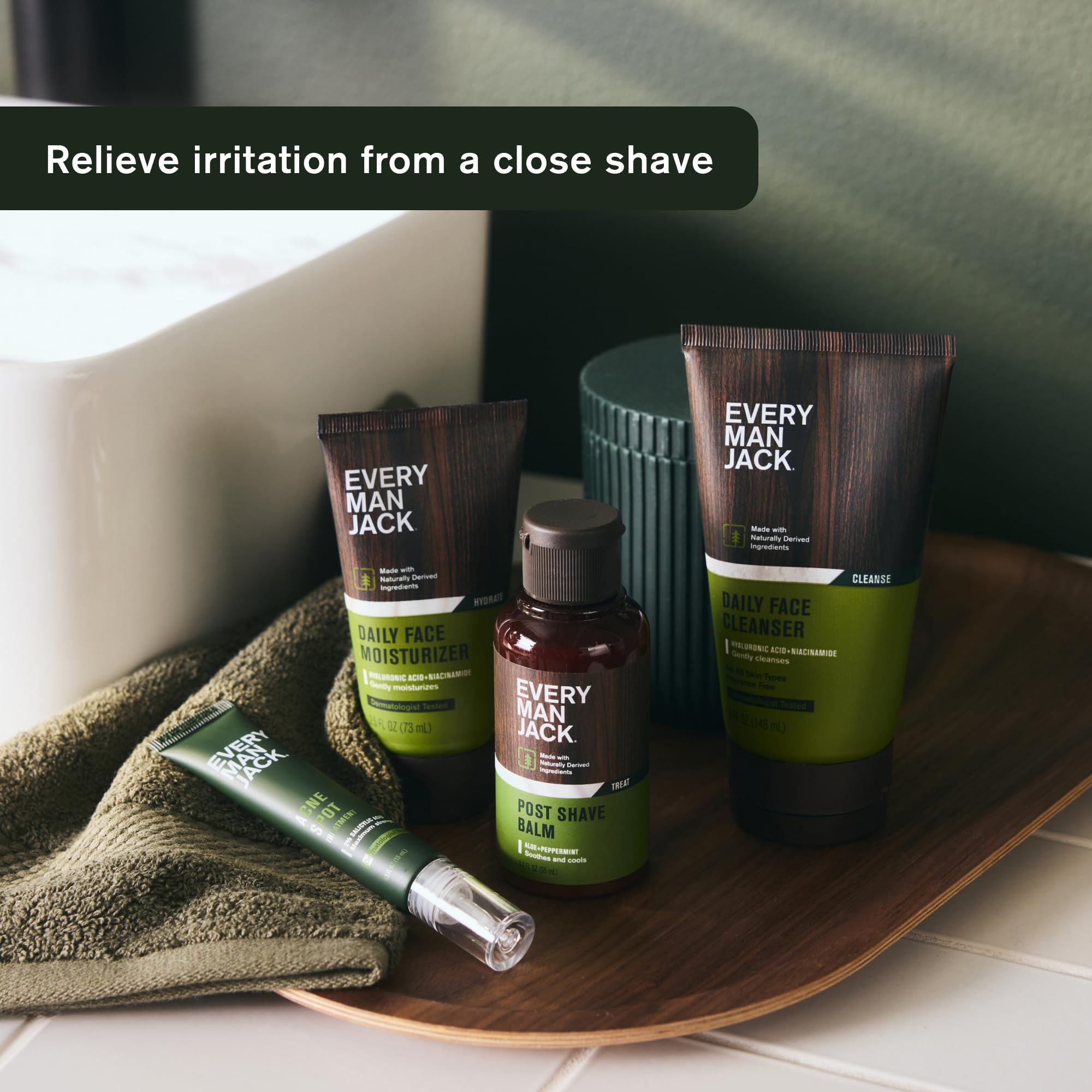 Bálsamo para después del afeitado para hombre, calma la irritación, enfría la piel, hidrata, absorbe rápidamente, fabricado con ingredientes derivados naturalmente como aceite de coco, 5