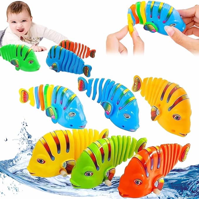 Clockwork Swinging Cartoon Fish Toys, Plastic WindUp