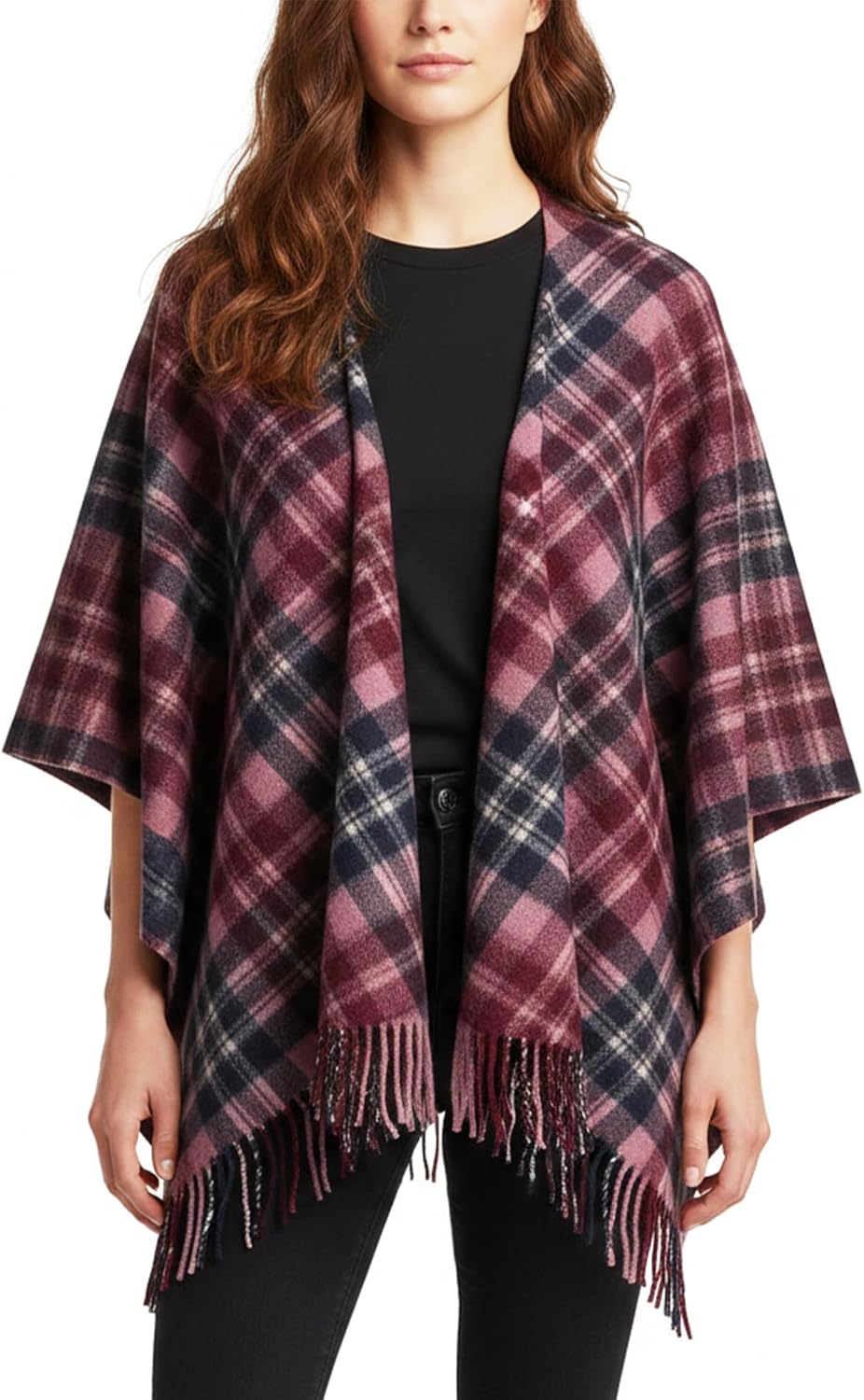 100% Lambswool Cape for Ladies - Extra Soft Scottish Tartan Mini Poncho - Pure Wool Winter Wear Gift