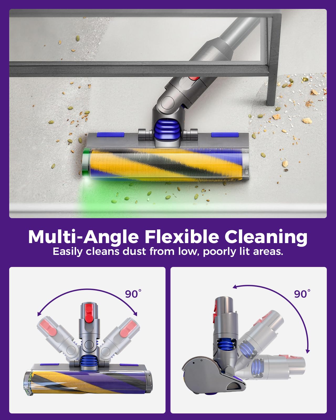 V12 szczotka elektryczna do Dyson V12 Detect Slim/Digital Slim, części zamienne do twardych podłóg z wykrywaniem kurzu (zielone światło), akcesoria do odkurzacza Dyson V12/Digital Slim