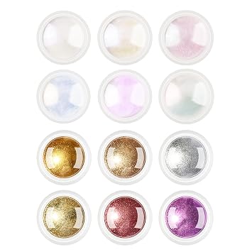 12Pcs Chrome Nail Powder - Super Pearl Effect Chrome Powder for Nails Iridescent Aurora Mermaid White Pearl Chrome Nail Powder for Nails Art DIY