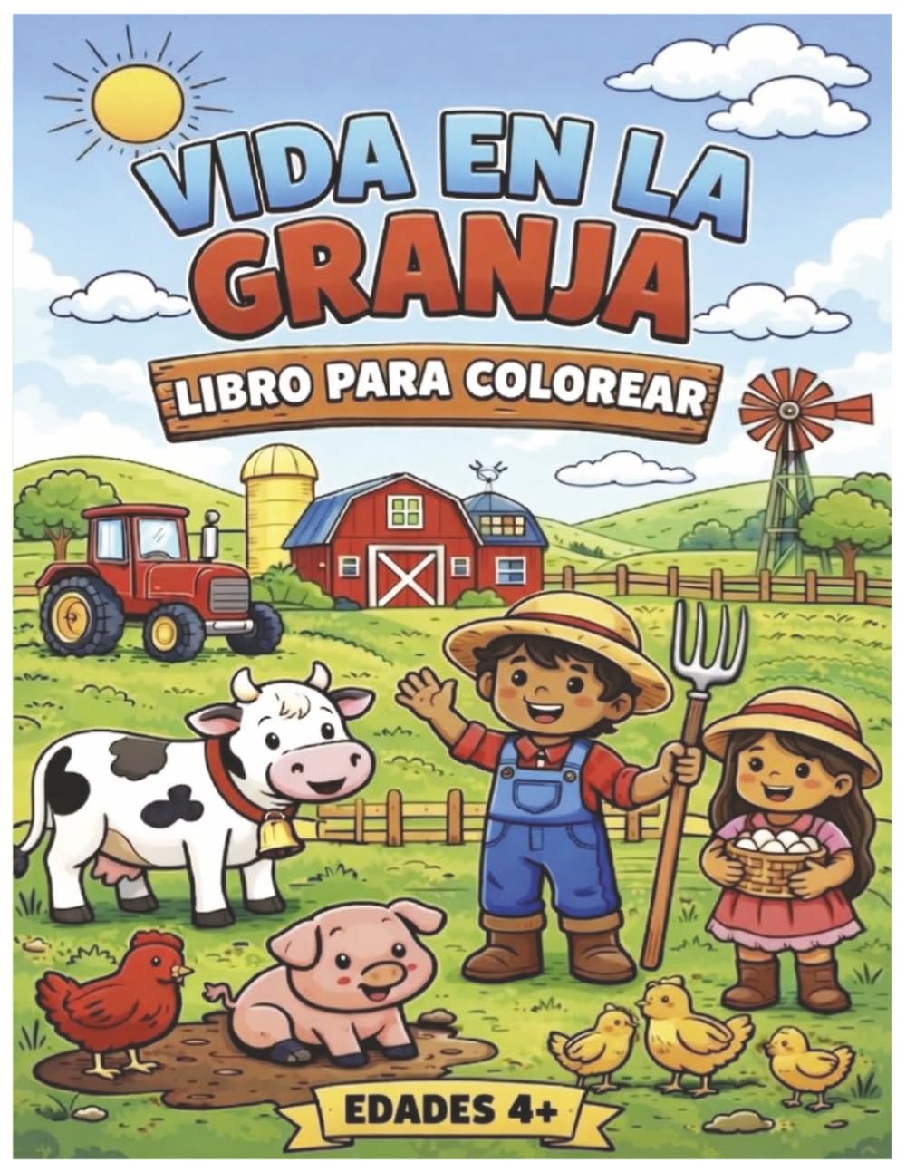 Vida En La Granja: Libro Para Colorear