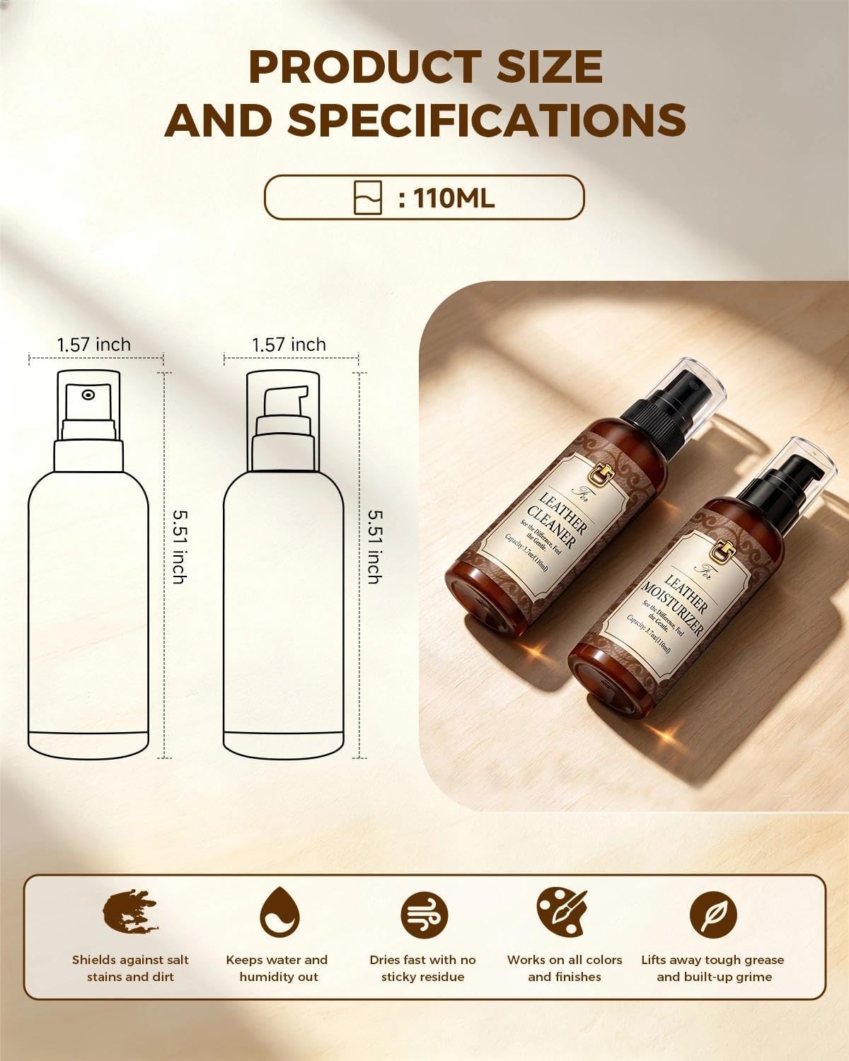 Leather Cleaner & Moisturizer Set for Coach, Cleaning and Maintenance Kit for Coach, Deep Nourishing & Stain Removal, Gentle Care, Suitable for Coach Handbags, Wallets and Other Luxury Brands