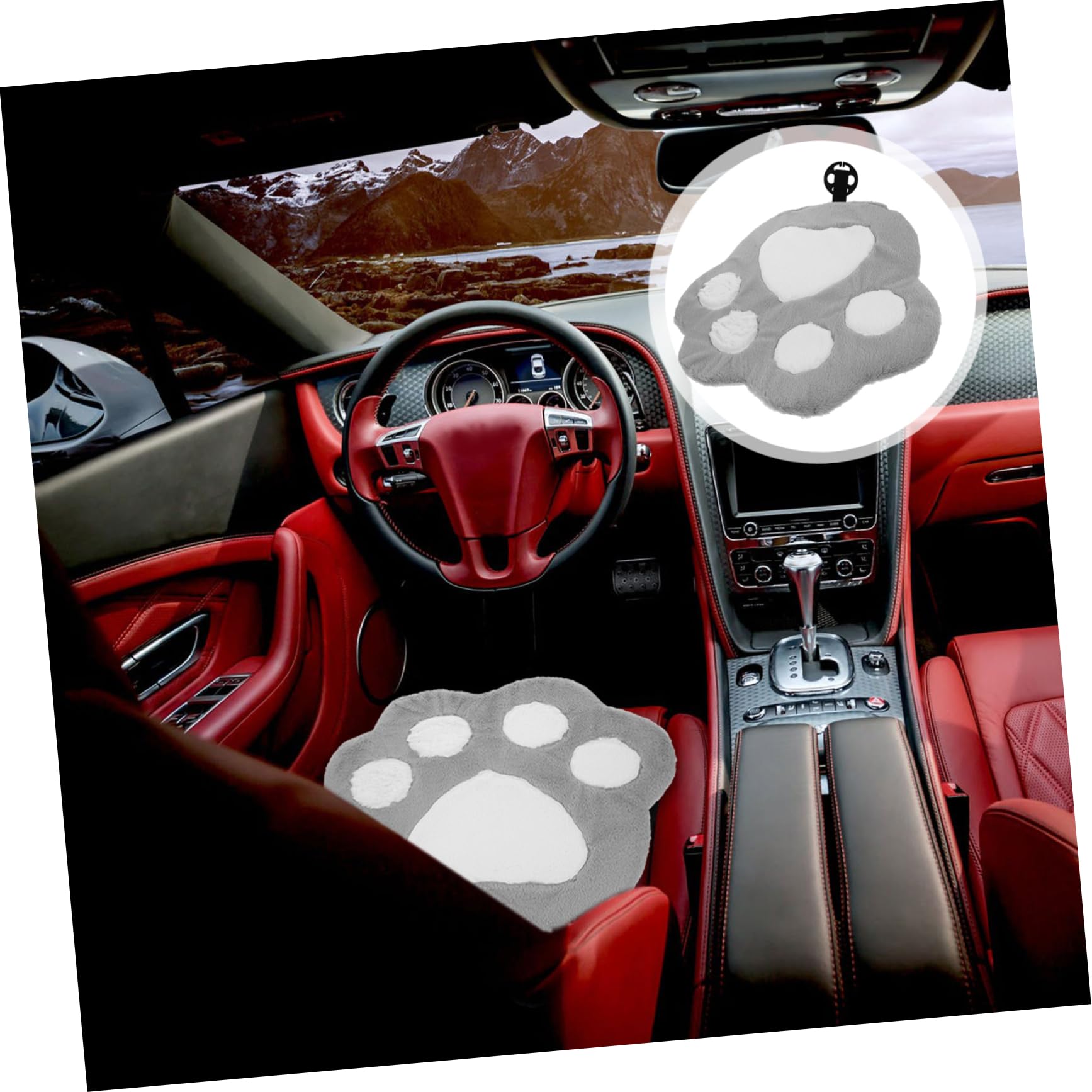 Mikinona Tapis de Siège Auto Mignon Confortable et Respirant Forme Patte de Chat Coussin de Siège de Voiture en Peluche pour Temps Froid en Voiture