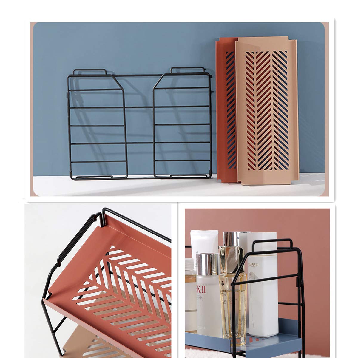 2Tier Bathroom Countertop Organizer, Wire Basket Storage Container Countertop Shelf, Kitchen