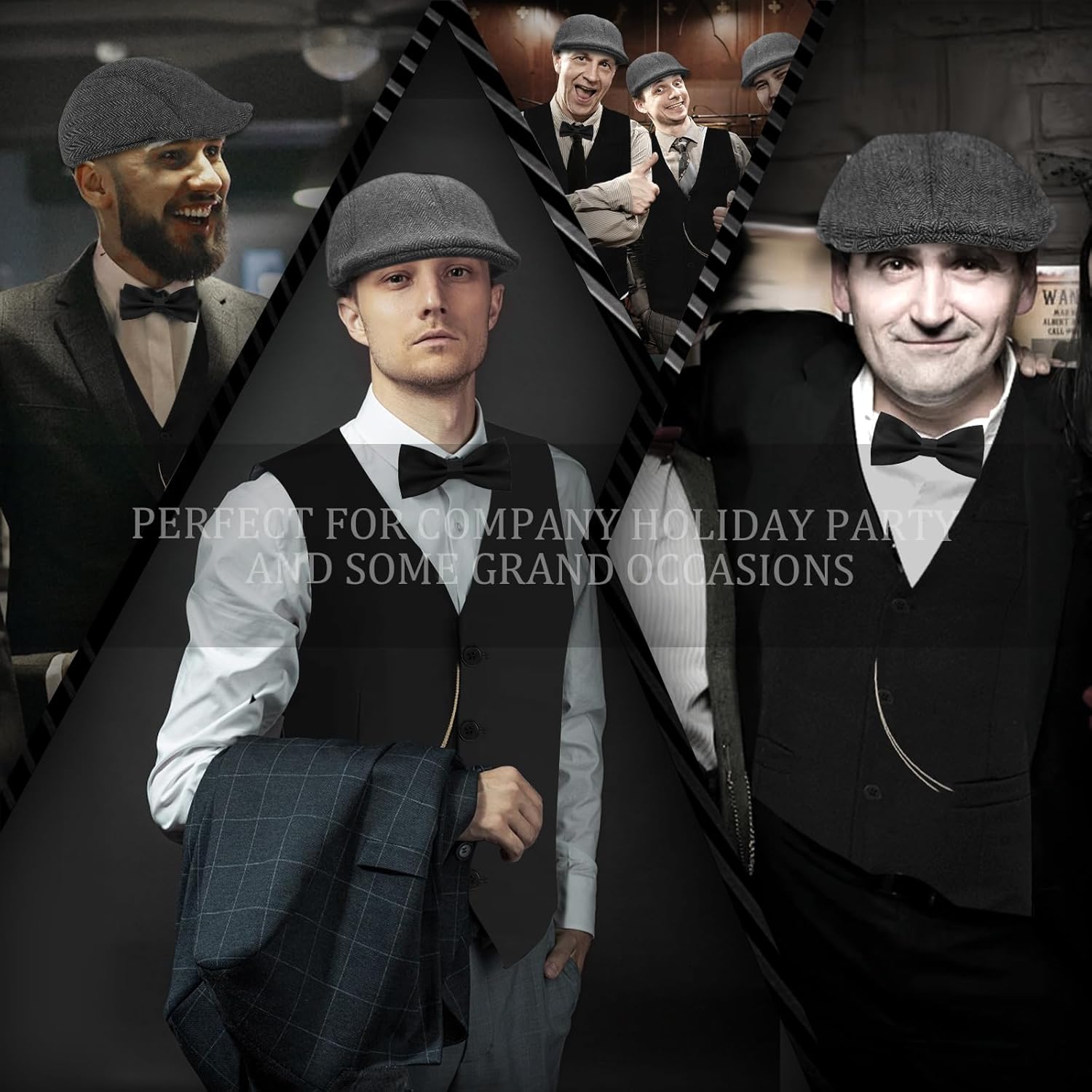 Elegant Men's 6PCS Roring 20's Custome Outfits Accessories for 1920s Gatsby Themed Party