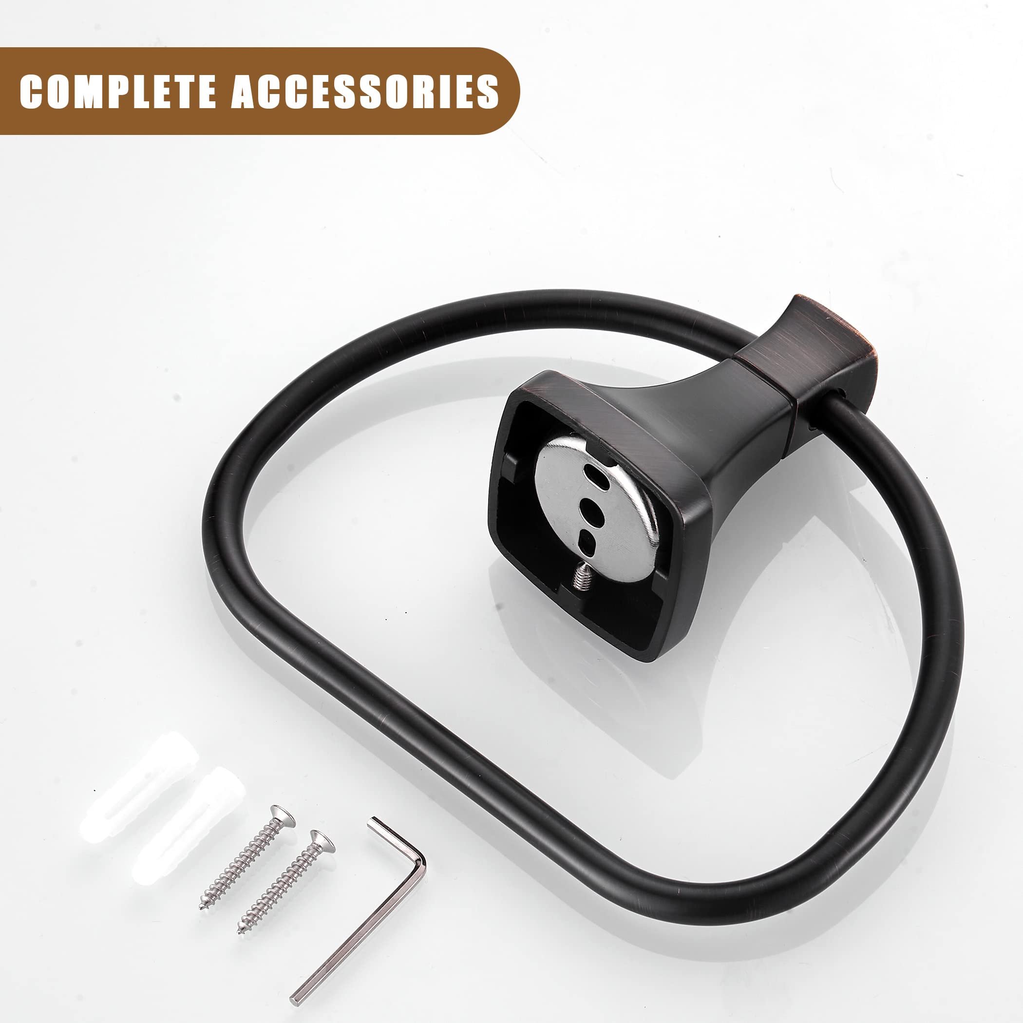 KOCUUY Bronze Towel Holder, Oil Rubbed Bathroom Towel Ring, Bath Hand Towel Hangers Wall Mounted Farmhouse Rustic ORB