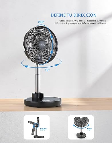 Miniatura 5 de FARADAY Ventilador oscilante de pie de 12 pulgadas, plegable, portátil, silencioso, ventilador de piso de pedestal recargable de 12000 mAh con