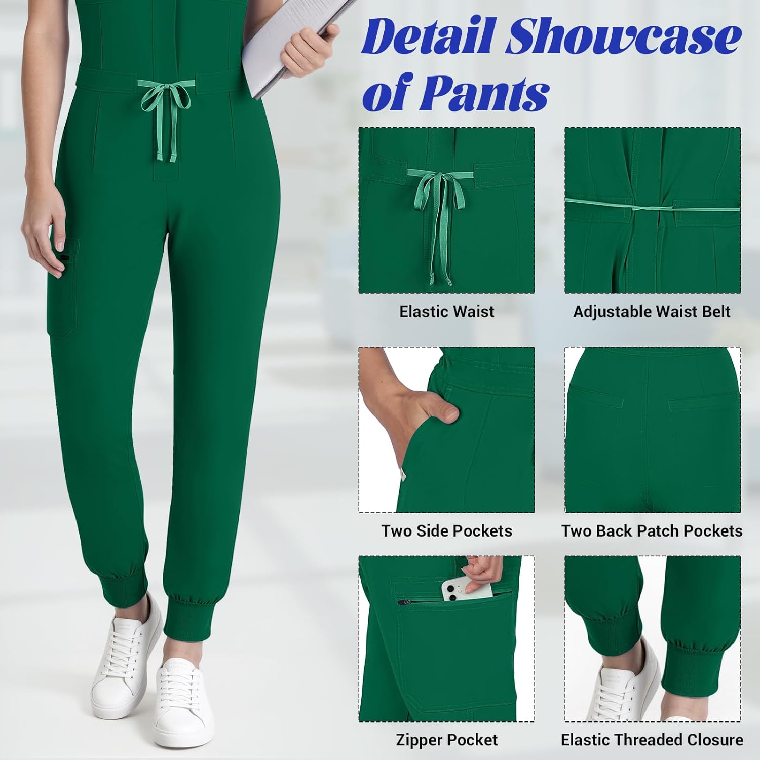 Scrubs for Women Medical Scrub Jumpsuit, Medical Uniform with Stand Collar & Sleeveless Design