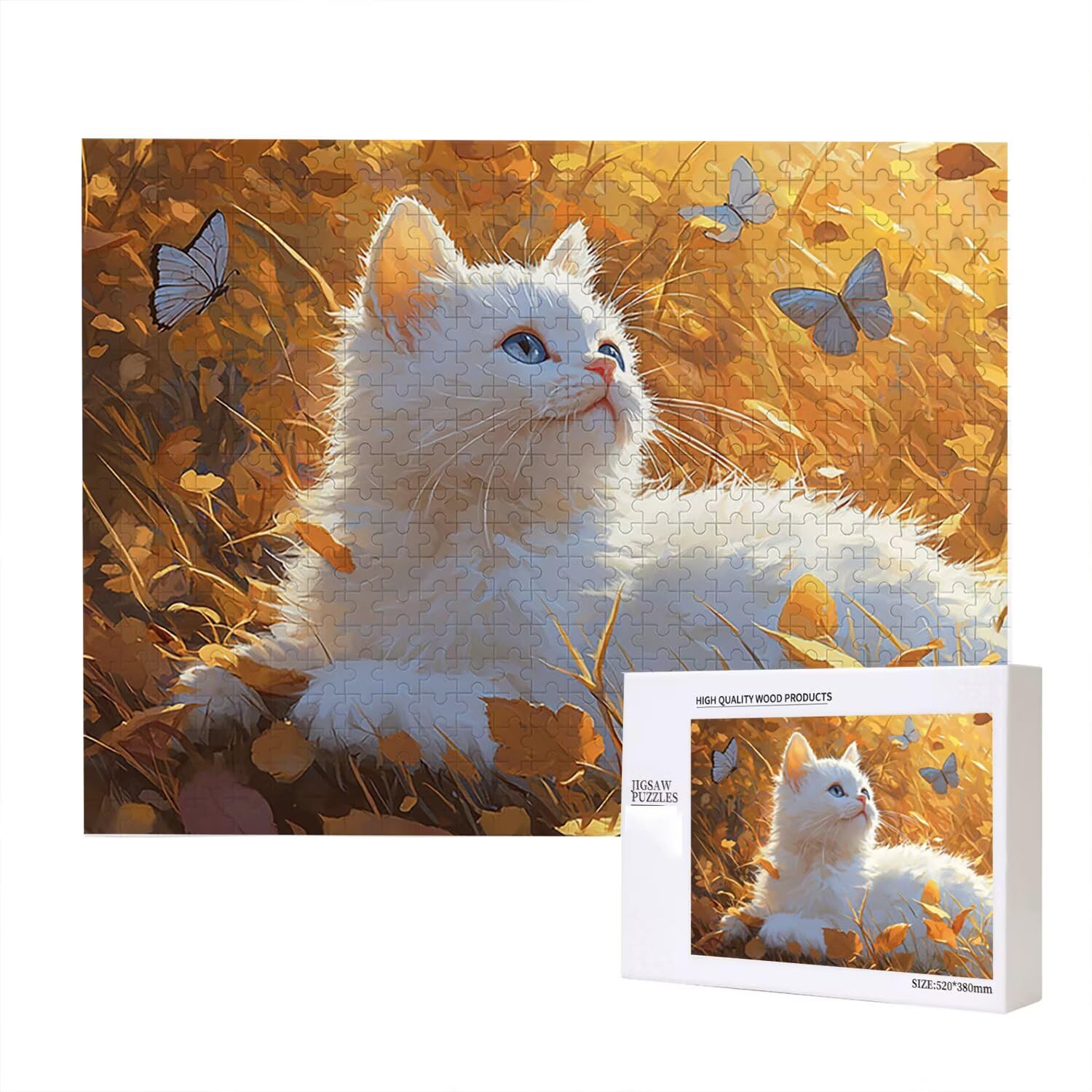 Jigsaw Puzzle, 2000 Pezzi Puzzle Classici, Gatto Bianco Puzzle Rilassamento Intelligence, Mpossibile Difficile Puzzle Impegnativo per Adulti Puzzle Gioco Familiare, Regalo per Amore Animali fr0-918